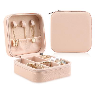 Travel Jewelry Case Small Jewelry Box Jewelry Organizer Storage Case Portable PU Leather Mini Jewelry Travel Case for Girls Womens Earring, Necklace, Rings,Bracelets,Valentine's Day Gift