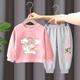 2 Pieces Kids Girls' Rainbow Crewneck Hoodie Pants Set Long Sleeve Active Outdoor 3-7 Years Spring Black unicorn sweater nice black pants Black unicorn sweater nice gray pants Orange unicorn