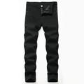 Men's Jeans Trousers Denim Pants Pocket Straight Leg Solid Colored Comfort Wearable Outdoor Daily Stylish Casual Black