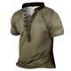 Men's Plus Size Big Tall T shirt Tee Tee Stand Collar Blue Green Gray Short Sleeves Outdoor Going out Button-Down Plain Clothing Apparel Cotton Blend Streetwear Stylish Casual