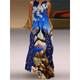 Women's Long Dress Maxi Dress Casual Dress Print Dress Floral Peacock Fish Streetwear Casual Outdoor Vacation Going out Pocket Print Sleeveless V Neck Dress Regular Fit Yellow Royal Blue Blue Summer