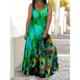 Women's Plus Size Curve Casual Dress Sundress Strap Dress Peacock Feather Maxi long Dress Sleeveless Print Strap Romantic Daily Deep Purple Deep Green Summer Spring L XL XXL 3XL 4XL