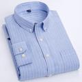 Men's Dress Shirt Oxford Shirt Red Blue Sky Blue Long Sleeve Striped Square Neck Spring Fall Wedding Outdoor Clothing Apparel Button-Down