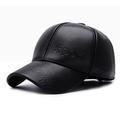 Men's Baseball Cap Winter Hats Black PU Leather Travel Outdoor Vacation Plain Thermal Adjustable Windproof Fashion