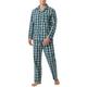 Men's Loungewear Sleepwear Pajama Set Pajama Top and Pant 2 Pieces Plaid Stylish Casual Comfort Home Daily Cotton Comfort Lapel Long Sleeve Shirt Pant Drawstring Elastic Waist Spring Fall Blue Dark