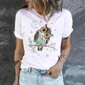 Women's T shirt Tee Cotton 100% Cotton Animal Daily Weekend Black White Green Print Short Sleeve Basic Round Neck Regular Fit