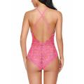 Women's Lace Backless Sexy Lingerie Sexy Bodies Nightwear - Spandex Solid Colored Sexy Lingerie Set Black / White / Red S M L