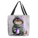 Women's Tote Shoulder Bag Canvas Tote Bag Polyester Shopping Daily Holiday Print Large Capacity Foldable Lightweight Cat Red Purple Orange