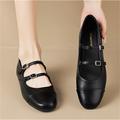 Women's Flats Ballerina Plus Size Soft Shoes Wedding Party Office Wedding Flats Buckle Flat Heel Round Toe Closed Toe Vintage Fashion Classic Faux Leather Loafer Almond Black Silver