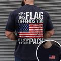 If This Flag Offends You 'Ll Help Pack Vintage Mens 3D Shirt Green Summer Cotton Graphic Prints Patriotic National Drak Gray Black White Tee Men'S Blend Basic Short