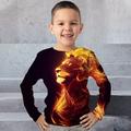 Boys 3D Graphic Animal Lion T shirt Tee Long Sleeve 3D Print Summer Spring Fall Sports Fashion Streetwear Polyester Kids 3-12 Years Outdoor Casual Daily Regular Fit