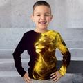 Boys 3D Graphic Animal Lion T shirt Tee Long Sleeve 3D Print Summer Spring Fall Sports Fashion Streetwear Polyester Kids 3-12 Years Outdoor Casual Daily Regular Fit
