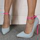 Women's Heels Pumps Stilettos High Heels Ankle Strap Heels Party Color Block Stiletto Pointed Toe Elegant Sexy Denim Patent Leather Buckle Black Light Blue