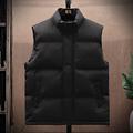 Men's Puffer Vest Gilet Outdoor Dailywear Business Basic Fall Winter Basic Cotton Blend Windproof Warm Solid / Plain Color Zipper Standing Collar Form Fit Black White Dark Navy Vest