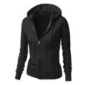 Women's Casual Jacket Hoodie Jacket Warm Pocket Zipper Hoodie Casual Solid Color Regular Fit Outerwear Long Sleeve Fall Spring Black Blue Pink Daily Going out M L XL