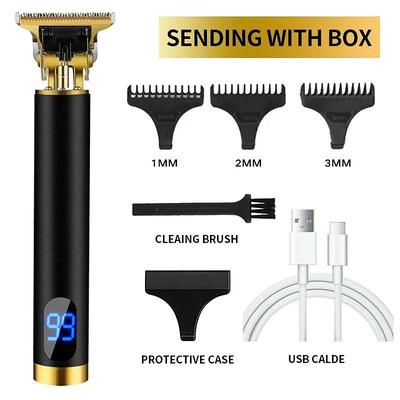 Hair Clippers for Men oupool Professional Cordless Hair Trimmer - Electric T-Blade Beard Trimmer Shaver Edgers Zero Gapped Mens Grooming Kit Rechargeable LCD Hair Cutting Kit - Gifts for Men(Gold)