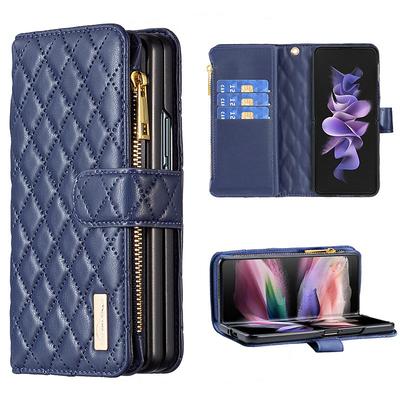 Phone Case For Samsung Galaxy Z Fold 6 Z Fold 5 Z Fold 4 Z Fold 3 Full Body Case Wallet Case Flip Zipper With Card Holder Solid Colored Geometric Pattern PC PU Leather