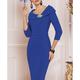 Sheath / Column Mother of the Bride Dress Wedding Guest Elegant Vintage Plus Size Scoop Neck Knee Length Jersey 3/4 Length Sleeve with Beading Crystal Brooch 2024