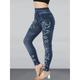 Women's Slim Leggings Cropped Pants Cotton Faux Denim Flower Pocket Print Ankle-Length High Elasticity High Waist Fashion Streetwear Street Causal Red Blue S M Summer Fall