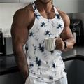 Men's Tank Top Vest Top Undershirt Sleeveless Shirt Wife beater Shirt Tie Dye Pit Strip Crew Neck Outdoor Going out Sleeveless Knitted Clothing Apparel Fashion Designer Muscle