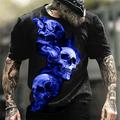 Three Skulls In Smoke Mens Graphic Shirt Tee Crew Neck Clothing Apparel 3D Print Outdoor Daily Short Sleeve Fashion Designer Vintage Gothic Black Cotton