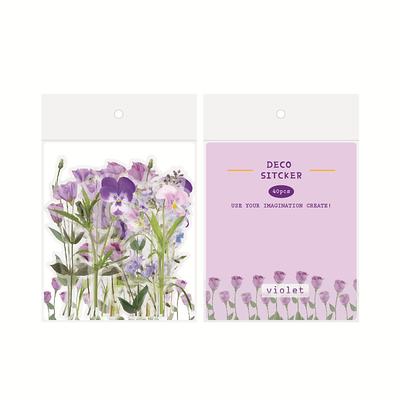 Adhesive Flower Stickers PET Transparent Waterproof Floral Style Paper Stickers Retro Floral Stickers Set for DIY Scrapbook Card Wall Notebook