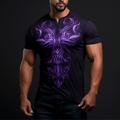 Graphic Abstract Fashion Classic Casual Men's 3D Print T shirt Tee Henley Shirt Sports Outdoor Holiday Going out T shirt Deep Purple Purple Short Sleeve Henley Shirt Spring Summer Clothing Apparel