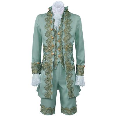 Retro Vintage Medieval Renaissance Coat Pants Outfits Prince Gentleman Men's Embroidered Embroidery Carnival Masquerade Party Carnival of Venice Adults' Coat Vest Pants