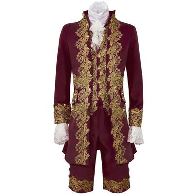 Rococo Baroque Victorian Outfits Men's Royal Halloween Carnival Performance Party Masquerade Adults' Coat Pants Collar All Seasons