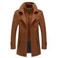 Men's Winter Coat Wool Coat Overcoat Short Coat Outdoor Work Fall Winter Wool Windproof Warm Outerwear Clothing Apparel Bustiers Essential Solid Colored Rolled collar Single Breasted