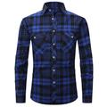 Men's Shirt Button Up Shirt Flannel Shirt Plaid Shirt Overshirt White Wine Red Long Sleeve Plaid / Check Lapel Spring Fall Outdoor Daily Wear Clothing Apparel Front Pocket