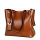 Women's Tote Shoulder Bag Tote PU Leather Shopping Daily Office Career Rivet Solid Color Black Red Wine Brown
