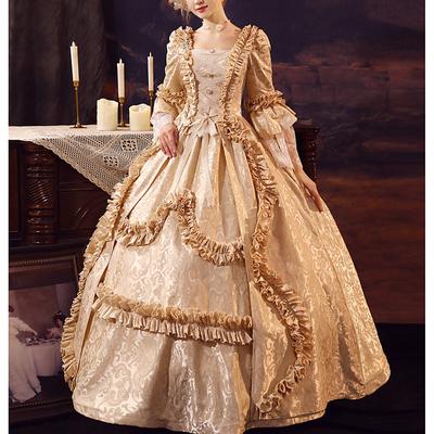 Cinderella Vintage Princess Colonial Period Dress All Costume Victorian Rococo Vintage Cosplay Performance Party Halloween 3/4-Length Sleeve Halloween