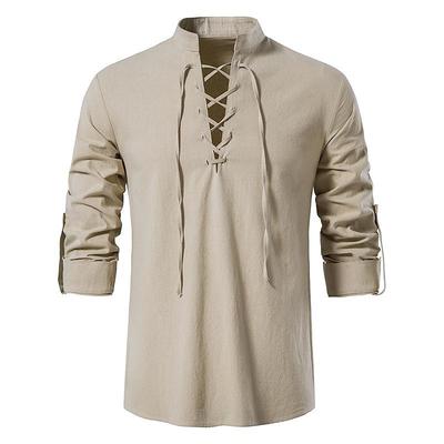 Knight Ritter Viking Celtic Knight Medieval Renaissance 17th Century Blouse / Shirt Cosplay Costume Men's Drawstring Costume Vintage Cosplay Casual Daily Renaissance Fair Long Sleeve Medium Length