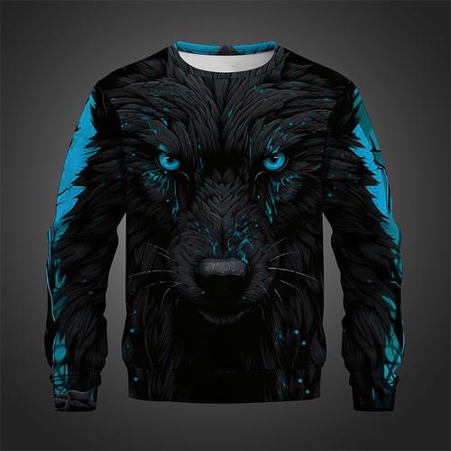 Men's Animal Wolf Sweatshirts Sweatshirt Pullover Long Sleeve Sweatshirt Crew Neck 3D Subculture 3D Print Vacation Holiday Going out 3D Print Spring Fall