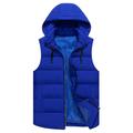 Men's Padded Hiking Vest Quilted Puffer Jacket Sleeveless Outerwear Top Outdoor Thermal Warm Breathable Lightweight Detachable Cap Winter Cotton Black Blue Red Work Fishing Climbing
