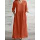 Women's Casual Dress Cotton Linen Dress A Line Dress Maxi long Dress Cotton Blend Fashion Modern Outdoor Daily Vacation V Neck Ruched Side Pockets 3/4 Length Sleeve Summer Spring Fall 2023 Regular Fit