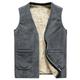 Men's Cashmere Vest Fleece Jacket Winter Wool Vest Male Cotton Padded Vests Warm Waistcoats Outerwear Top Grey 2 L