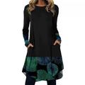 Women's Casual Dress T Shirt Dress Tee Dress Floral Geometric Print Pocket Crew Neck Mini Dress Basic Winter Dress Daily Long Sleeve Regular Fit Black Light Green Pink Spring Fall S M L XL XXL