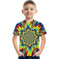 Boys T shirt Short Sleeve T shirt Tee Graphic Color Block Optical Illusion 3D Print Active Sports Streetwear Polyester Rayon Kids 3-12 Years 3D Printed Graphic Shirt