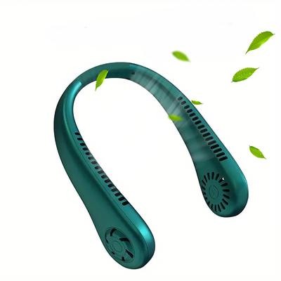 1pc Portable Neck Fan Hands Free Bladeless Fan1200mAh Battery Operated Wearable Personal Fan Leafless Rechargeable Headphone Design USB Powered Desk Fan