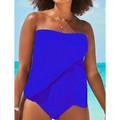 Women's Swimwear Tankini 2 Piece Plus Size Swimsuit Backless 2 Piece Modest Swimwear for Big Busts Solid Color Pure Color Strapless Vacation Fashion Bathing Suits