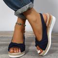 Women's Sandals Wedge Sandals Espadrilles Platform Sandals Outdoor Daily Beach Solid Color Summer Bowknot Platform Wedge Heel Open Toe Elegant Vintage Casual Faux Leather Buckle Black Pink Blue