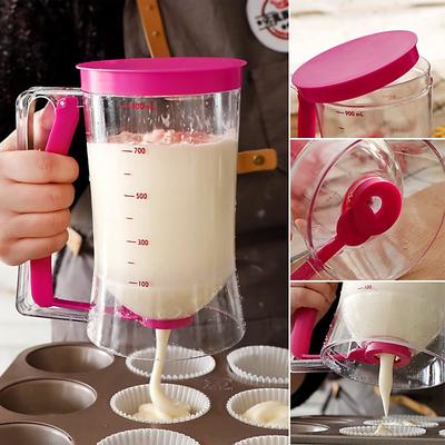 Batter Dispenser, Cupcakes Pancakes Cookie Cake Waffles Batter Dispenser Cookie Separator with Measuring Label, Easy Pour Baking Supplies for Griddle