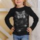 Kids Girls' T shirt Long Sleeve 3D Print Animal Cat White Black Gray Children Tops Fall Winter Active Sports Fashion Outdoor Daily Indoor Regular Fit 3-12 Years