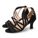 Women's Latin Shoes Prom Professional Rumba Suede Shoes Heel Solid Color High Heel Peep Toe Buckle Adults' Black