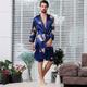 Men's Plus Size Pajamas Robe Silk Robe Sleepwear 2 Pieces Animal Luxury Home Faux Silk Polyester Long Sleeve Shorts Belt Included Spring Summer Black Blue