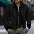 Men's Bomber Jacket Casual Jacket Work Jacket Outdoor Daily Wear Wearable Pocket Spring Fall Plain Fashion Streetwear Standing Collar Short Black Red Blue Khaki Army Green Jacket