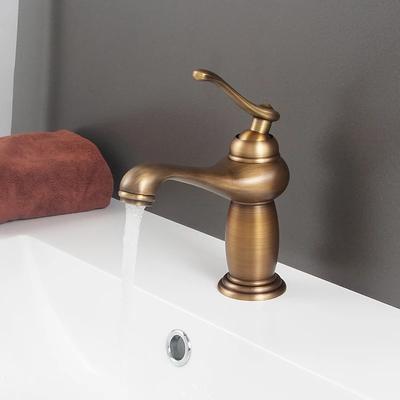 Bathroom Sink Faucet,Single Handle One Hole Brass Standard Spout,Brass Vintage Bathroom Sink Faucet Contain with Hot and Cold Water