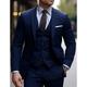 Blue Black Burgundy Men's Wedding Suits 3 Piece Solid Colored Slim Fit Single Breasted Two-buttons 2024